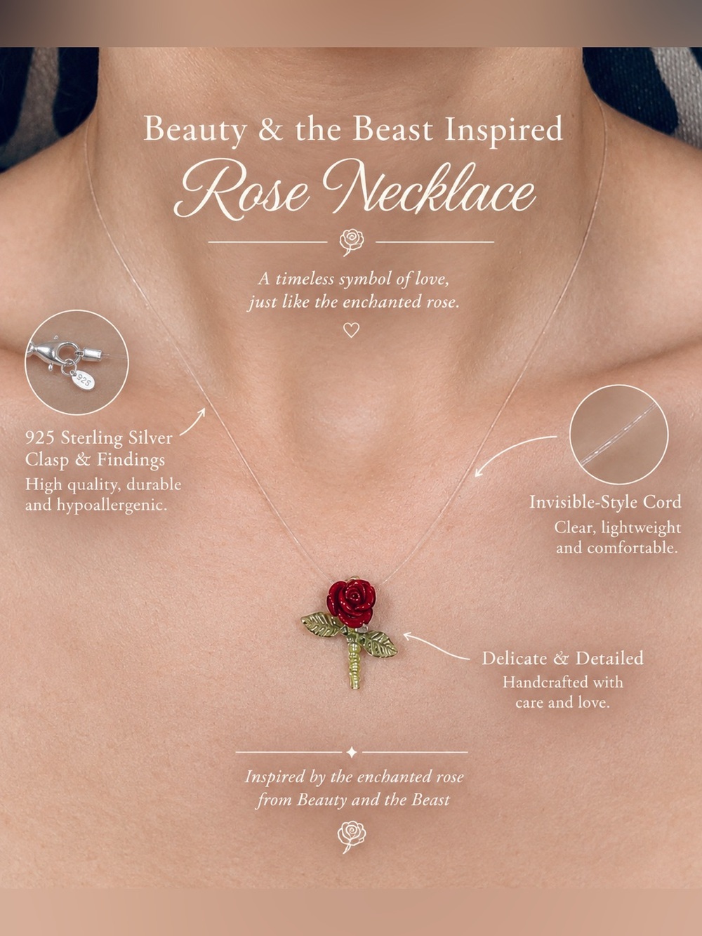 Enchanted rose feom Beauty and Best🌹 Pendant Necklace
